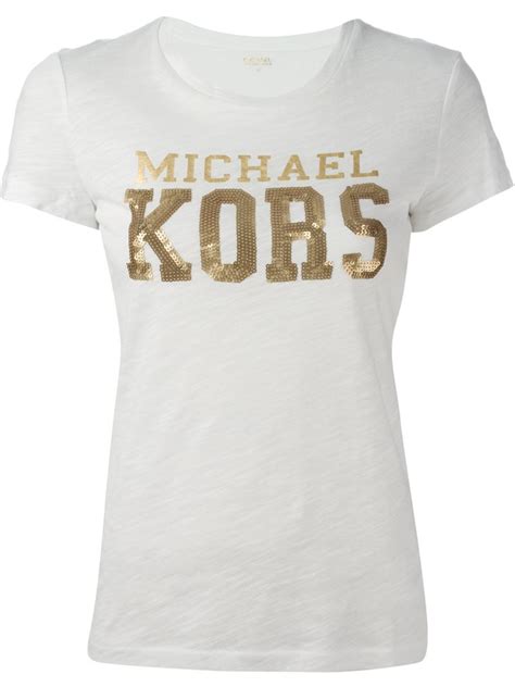 whit and gold michael kors shirt|Michael Kors designer tops.